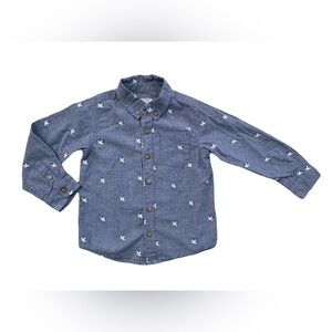 Crown & Ivy Size 4T Chambray Seagull Print Button Down